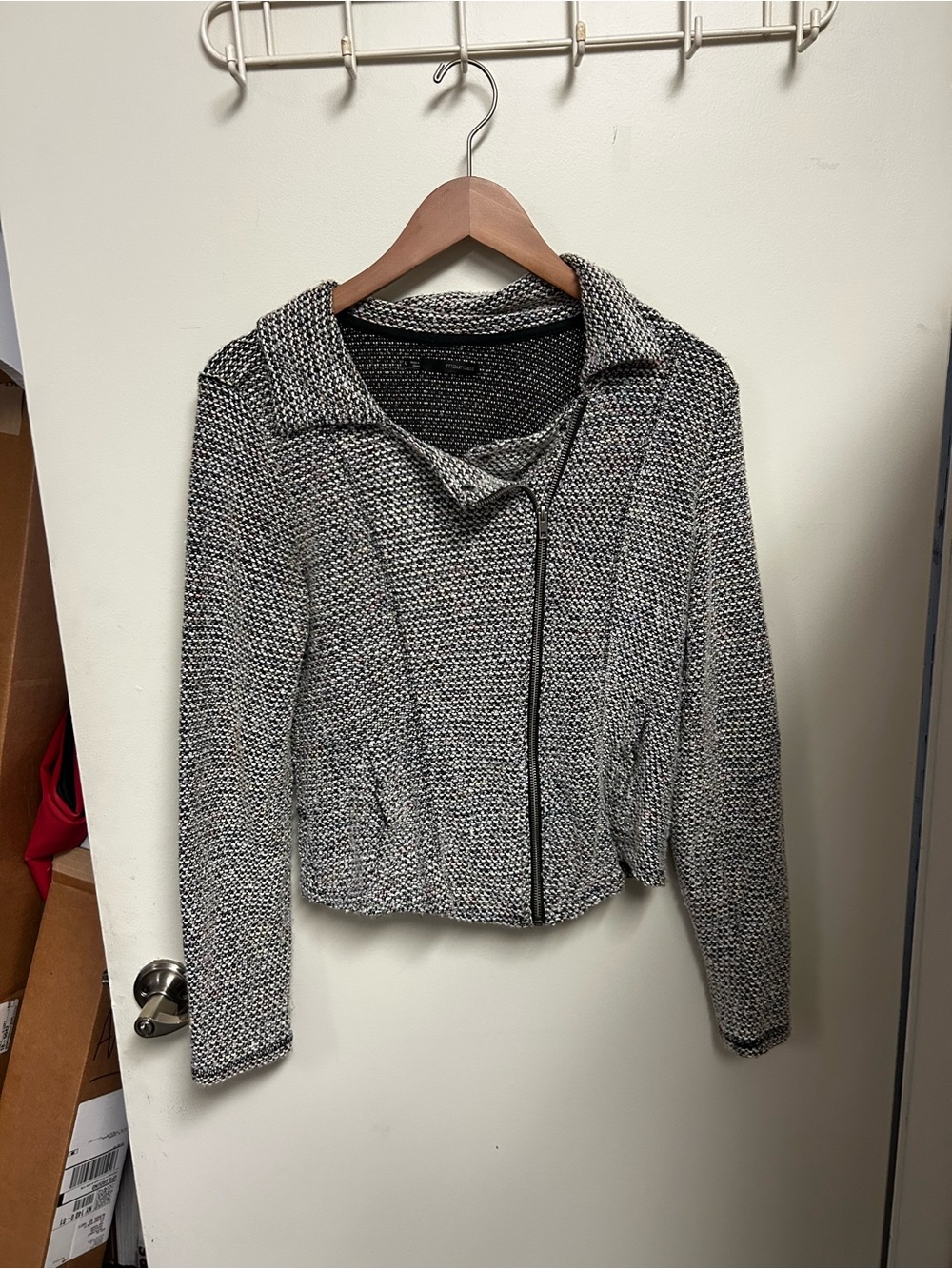 Maurices Black and White Textured Zip Jacket